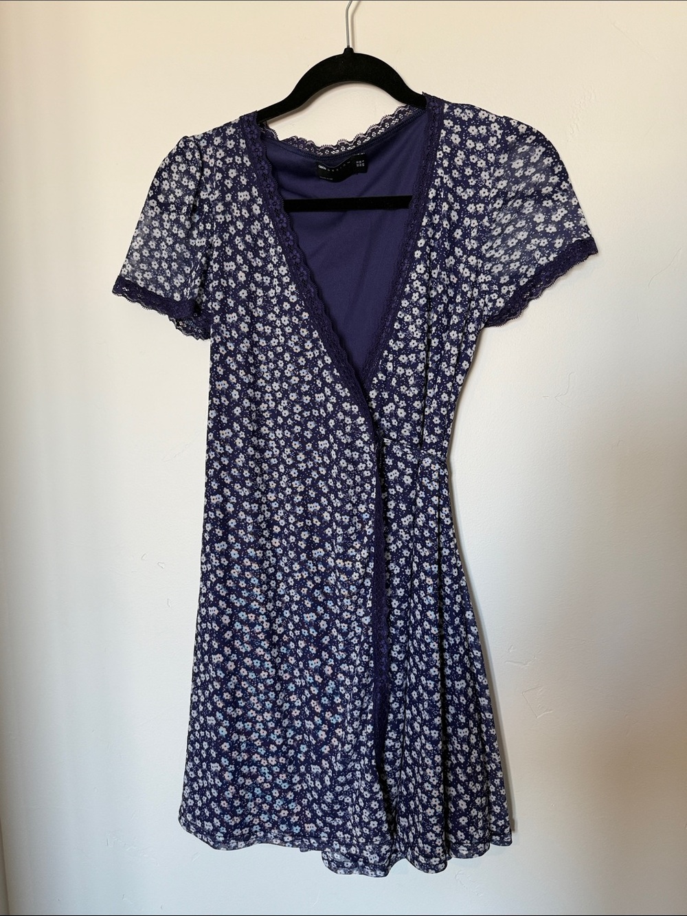 ASOS Navy Blue Floral Wrap Mini Dress